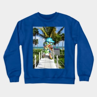 cute girl on a cuban beach Crewneck Sweatshirt